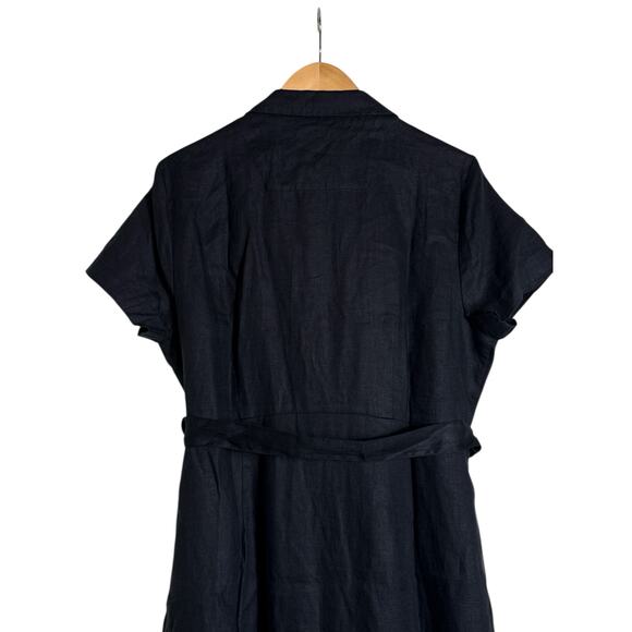 Quince 100% European Linen Button Front Dress Black Women's Size L NWT - Picture 6 of 9